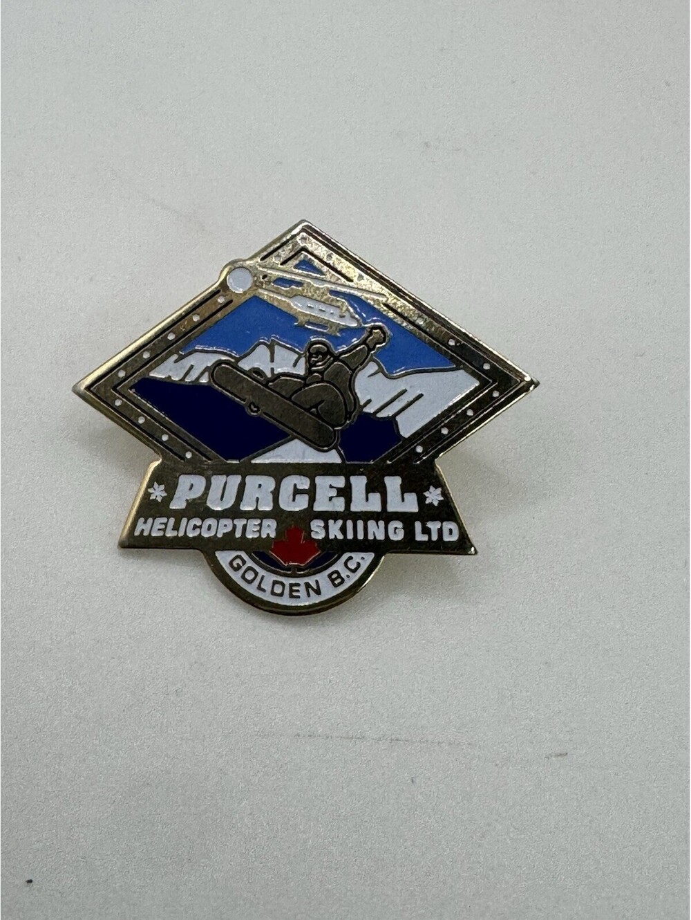 Purcell Helicopter Skiing Ltd Golden B. C. Souvenir Lapel Hat Pin